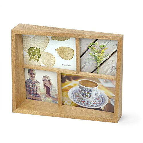 Umbra Edge Wooden Multi-Opening Picture Frame and Photo Display for Table Top or Wall, 4×6-Inch and 4×4-Inch, Aged…