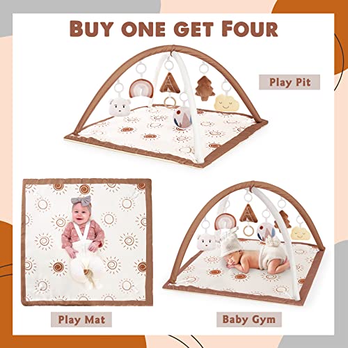 Large Washable Baby Gym Activity Center with Sunshine Play Mat, Visual