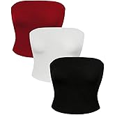 SOLY HUX Women's 3 Piece Crop Tube Top Summer Strapless Slim Fit Y2k Going Out Tops