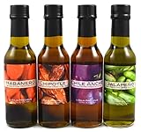 Infused Olive Oil Quartetto: Habanero, Chipotle, Ancho, Jalapeno (Pack of 4 x 150ml Bottles)