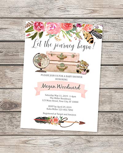 Amazon Com Travel Theme Baby Shower Invitation Journey Begin Baby