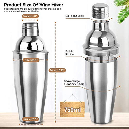 ACEBON Cocktail Shaker Set Edelstahl 15-teiliges Barkeeper Set Bar Zubehör Cocktail Set 750 ML CocktailShaker mit Bambus… – Bild 5