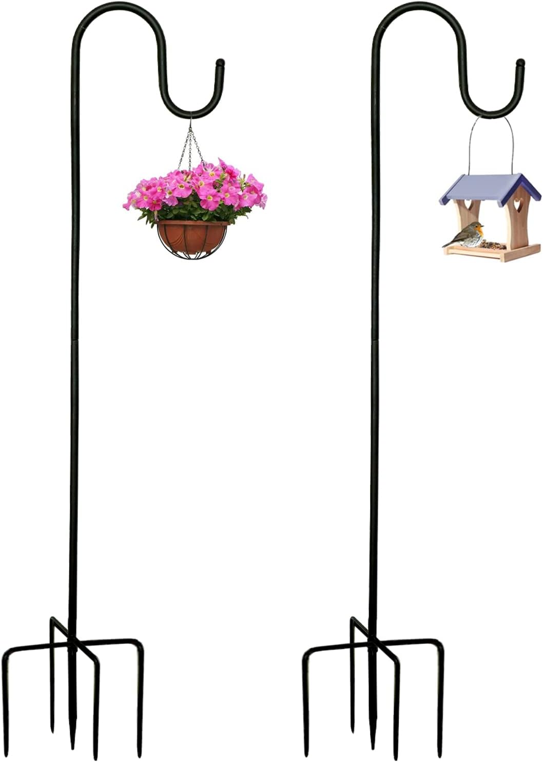 Outdoor Shepherd's Hooks - Shepherd's Hooks, 47 Inch 2Pack Shepherd Hook Made of Metal for for Outdoor Bird Feeders Hanger, Hanging Solar Lights, Mason Jars, Plant Hangers, Christmas Lights, Lanterns, Garden Stakes and Weddings
