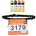 BCP Black Color Soft Elastic Sports Triathlon Race Number Belt with Spring-Loaded Clip, 4 Gel Loops