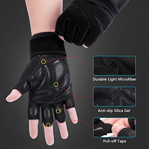 image for BEACE Weight Lifting Gym Gloves with Wrist Wrap Support, Extra Grip & 