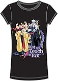 Disney Classic Villians 'Just a Touch of Evil' Women's / Girls Slim Fit T Shirt Top - Black Purple M