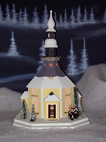 Amazon キャロルの歌手 42cm のクリスマスの家の鉱石山が付いている Seiffener の教会によって照らされる家 置物 オブジェ オンライン通販