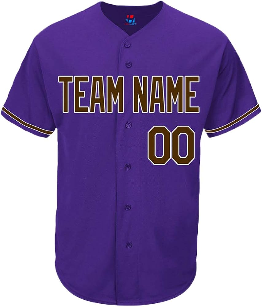 Pullonsy Purple Custom Baseball Jersey for Men Throwback Embroidered Team Player Name & Numbers 