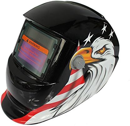 Hanbaili Welding Helmet, Black-faced EagleSolar Powered Welding Helmet Auto Darkening Hood, for Mig Tig Arc Welder Mask Blue Eagle Design