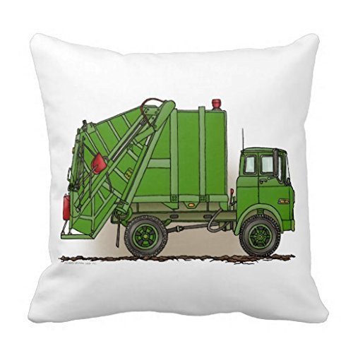 Throw Pillow Case Decorative Cushion Cover Pillow Covers Green garbage trucks Retro 18x18(inches) RoxOutStore