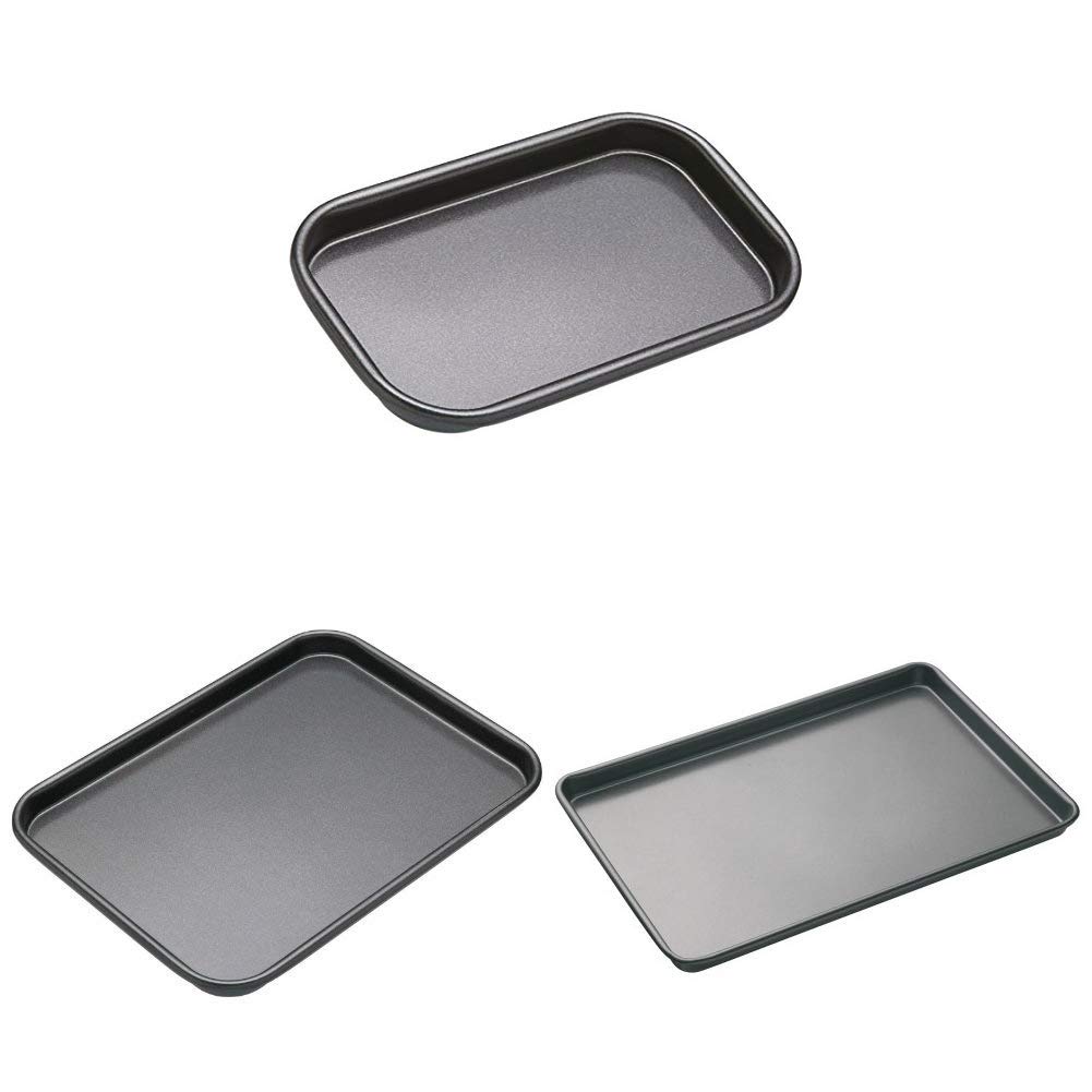 MasterClass Small Non-Stick Baking Trays, 16.5 x 10 cm, 24 x 18 cm, 39 x 27 cm