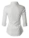 LE3NO Womens Polka Dots Button Down 3/4 Sleeve Tailored Shirt