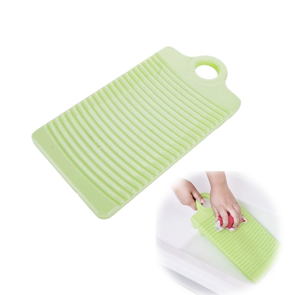 Hangable Antislip Washboard,With Fixed Tripod Thicken Plastic Washboard Clothing Cleaning Tool (Green)