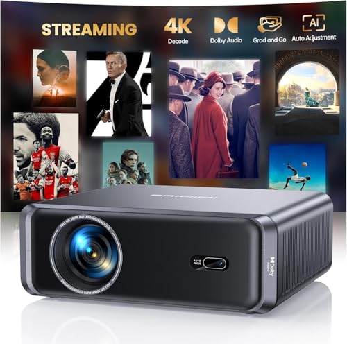[Built-in App/4K Support] Protable Smart Projector with WiFi 6 and Bluetooth, AI Auto Focus,Dolby Audio w/HDMI ARC, Compatible with YouTube/PrimeVideo,iWIMIUS P65 Portable Projector for Outdoor Movie