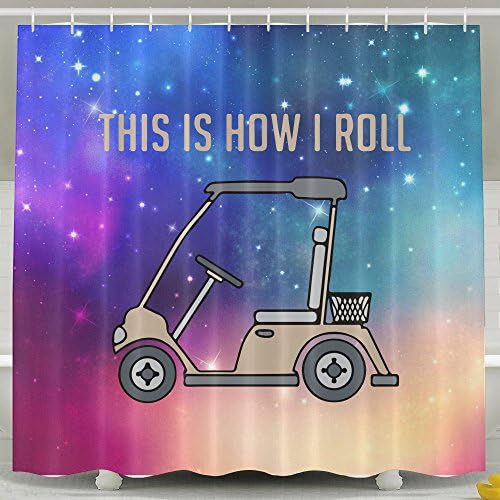 This Is How I Roll Golf Cart Funny Golfers Shower Curtain Fabric Bathroom Shower Curtain Set,72x60 Inch