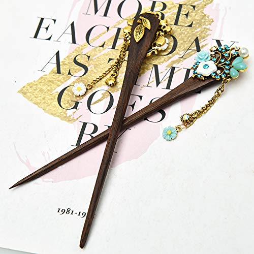 Monrocco Wooden Hair Stick Chinese Hair Chopsticks for Hair DIY Accessory - Thumbnail 2