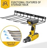 Yeabett Power Tool Storage Wall Mounted Floating Shelf Rack for 4 Drill Holders view 2
