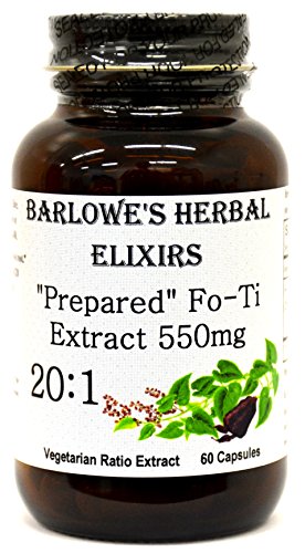 "Prepared" Fo-Ti Extract 20:1 - 60 550mg VegiCaps - Stearate Free, Bottled in Glass! FREE SHIPPING on orders over $49!