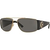 Versace Man Sunglasses Gold Frame, Dark Grey - Polar Lenses, 63MM