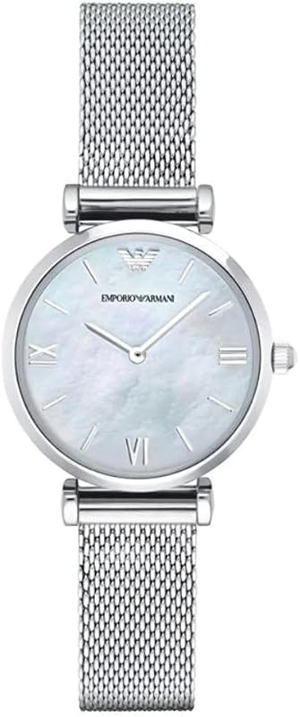 Orologio da donna, movimento al quarzo a due lancette da 32 mm con cinturino in acciaio, 32 mm, Tono argento e blu perla
