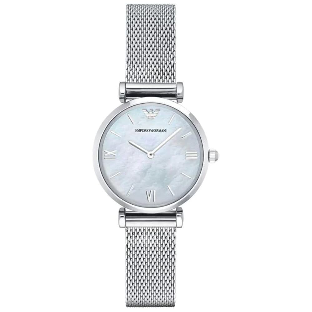 EMPORIO ARMANI Gianni T-Bar Womens Quartz Watch with Mother of Pearl Dial and Silver Stainless Steel Bracelet AR1955 — image 1
