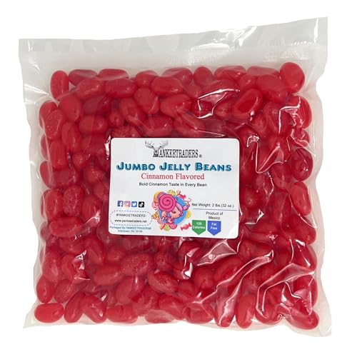 YANKEETRADERS CINNAMON JELLY BEANS, JUMBO SIZE, 2 POUND BULK BAG