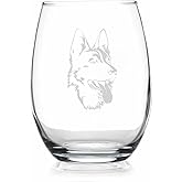 YmeerGifts German Shepherd Face - German Shepherd Wine Glass - Stemless Wine Glass - Cute German Shepherd Gifts For Dog Lovers With German Shepherd - Dog Wine Glass - German Shepherd Gift - Dog Gift