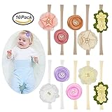 Prohouse 10PCS Baby Nylon Headbands Hairbands Hair Bow Elastics for Baby Girls Newborn Infant Toddlers Kids (10PCS Flower)