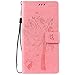 Xperia XA Ultra Case, Linkertech [Card Slots & Wrist Strap] PU Leather Wallet Flip Pouch Case with Foldable Cover and Kickstand Feature for Sony Xperia XA Ultra / Xperia C6 (Pink)