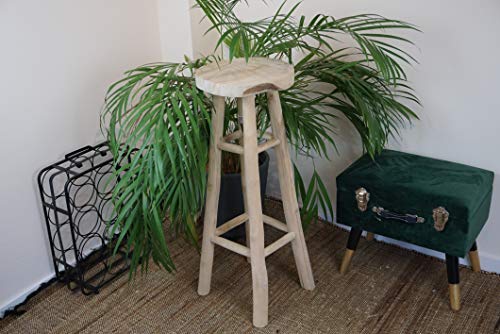 Teakholz Hocker J380 80cm Sitzhocker Barhocker Rund – Bild 4