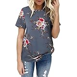 WOCACHI Women Blouse Women New Sexy Casual Floral Print T-Shirt Short Sleeve Tops Blouse