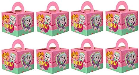 8 x Gift Box, Gift Box, Also Suitable as Party Bags for Party Bags, Finished Size 6.5 x 6.5 x 8.5 cm, Various Designs to Choose from Paw Patrol Pink/Turquoise