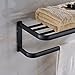Rozin Black Bath Towel Holder Shelf Wall Mounted Towel Rack