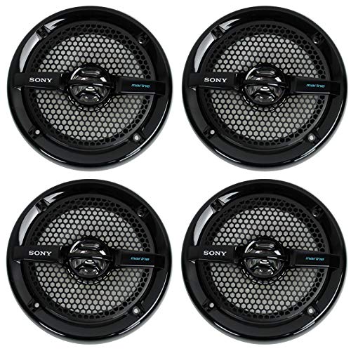 Sony 4 XS-MP1611b 6.5" 280 Watt Dual Cone Marine Speakers Stereo Black XSMP1611 (Black)