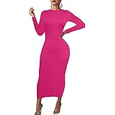Women's Long Sleeve Bodycon Dress - Maxi Casual Fall Club Party Long Tight Pencil Dresses