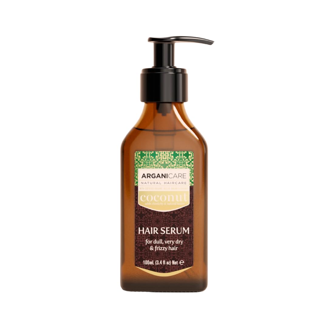 Arganicare | Coconut Oil Repair Hair Serum | Dull, Very Dry and Frizzy Hair | Leave-In Smoothing Care | Shine, Softness and Control | 100 ml