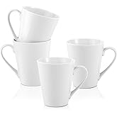 PUREZON 10 oz Coffee Mugs Set, 4 Pcs Plain White Ceramic Coffee Cups, Porcelain Mugs With Handle, V-Shaped Mug for Latte, Hot Cocoa, Tea, Cappuccino, Milk, Microwave & Dishwasher Safe