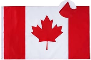 Homissor Canada Flag Canadian Flags 2x3 Outdoor Heavy Duty for Outside Embroidered Maple Leaf Sewn Stripes 2 Brass Grommets