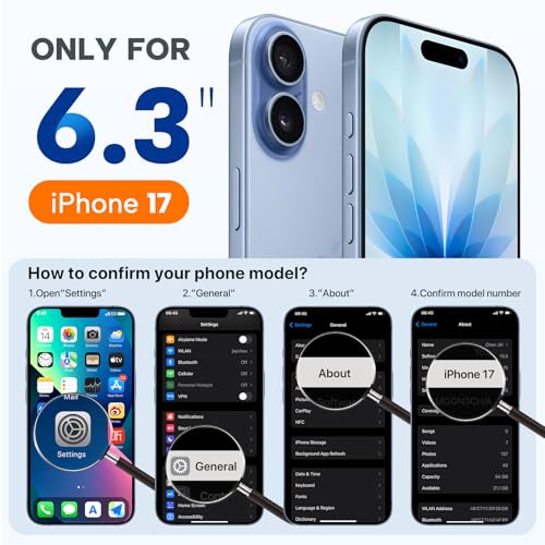 Miracase Magnetic for iPhone 17 Case, Compatible with MagSafe, Integrated Silicone Camera Control Cover, 3.0mm Thicken Shockproof Drop Protection Phone Case for 17,Black