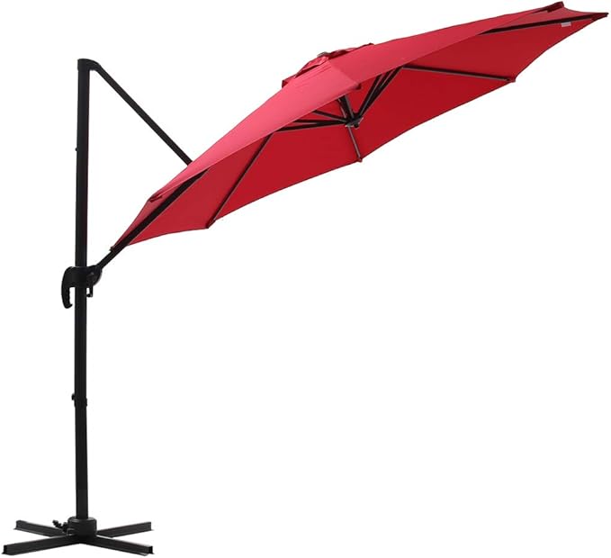 SUPERJARE 10 Ft Offset Hanging Umbrella, Crank Lift & 5 Lock Positions
