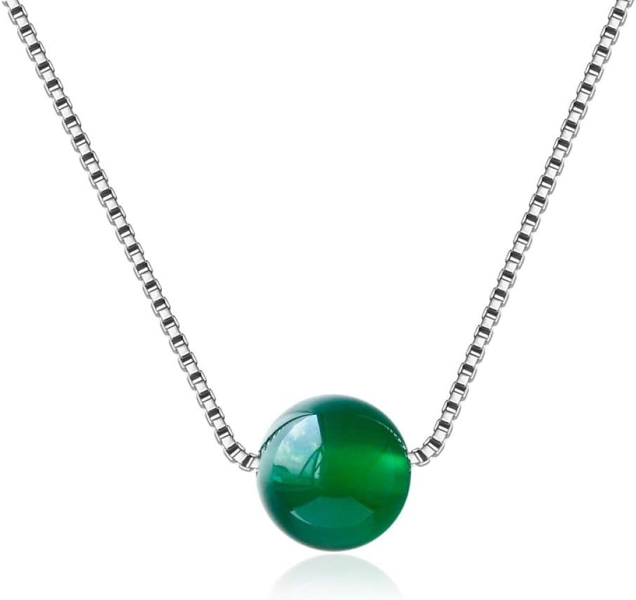 zhenfa S925 Sterling silver Necklace trend hundred round red and green jade pulp agate pendant temperament short box pendant