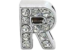 CLGIFT Set of 12 Silver Rhinestone 8mm Slide Letter for Jewelry/Crafting/Making Charm Bracelets/Necklaces/Wristbands/DIY Jewelry (E)