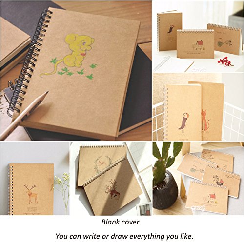 Soft Cover Spiral Journal Notebook (2-Pack), Alloyseed Wirebound Memo Notepads Blank Sketchbook Diary Notebook Planner Unlined Paper, 100 Pages, 50 Sheets (black+brown) - Thumbnail 3