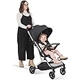 Joovy Kooper Lightweight Baby Stroller Featuring Removable, Swing-Open Tray, Big Wheels, Reclining Seat with Footrest, Extra-Large Retractable Canopy, and Compact Fold (Black)