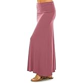 Sweet Hearts Maxi Skirt for Women- Comfy Foldover High Waist Long Flare A-Line Skirt Maxi Dress XS-3X Made in USA