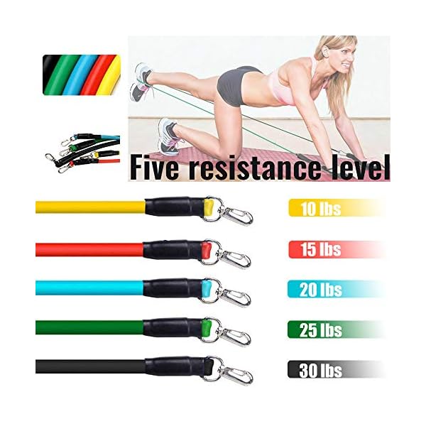 Johiux-11-Pack-Resistance-Bands-Set-Portable-Home-Gym-Accessories-Including-5-Stackable-Exercise-Bands-with-Handles-Perfect-for-Resistance-Training-Physical-Therapy-Home-Workout-Yoga-Pilates Johiux 11 Pack Resistance Bands Set, Portable Home Gym Accessories Including 5 Stackable Exercise Bands with Handles Perfect for Resistance Training, Physical Therapy, Home Workout, Yoga, Pilates
