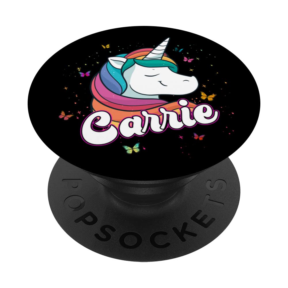 CARRIE - Adorable girl name with beautiful Unicorn PopSockets Swappable PopGrip