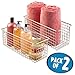 mDesign Narrow Bathroom Metal Wire Storage Organizer Bin Basket Holder with Handles - for Cabinets, Shelves, Closets, Countertops, Bedrooms, Kitchens, Garage, Laundry - 16