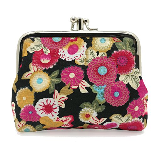 image for Sanxiner Cute Floral Buckle Coin Purses Vintage Pouch Kiss-lock Change