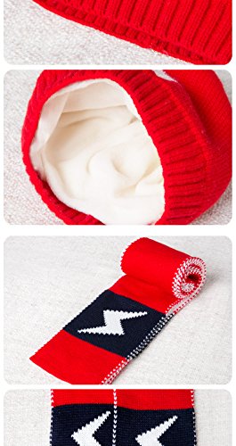Baby Kint Hat and Scarf Mitten Set Unisex Infant 6-24 Months(red) - Thumbnail 3